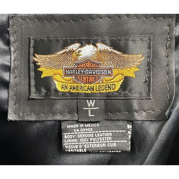 HARLEY DAVIDSON Women's Leather Motorcycle Black Vest Iron Cross/Hog Biker Sz. L - Picture 5 of 7